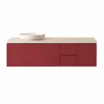 Mueble de baño suspendido TESIS  4 cajones  acabado  Rojo Violeta
