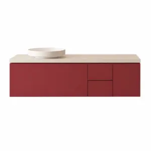 Mueble de baño suspendido TESIS 4 cajones acabado Rojo Violeta