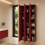 Mueble de baño suspendido TESIS  4 cajones  acabado  Rojo Violeta