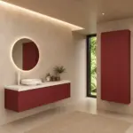 Mueble de baño suspendido TESIS  4 cajones  acabado  Rojo Violeta