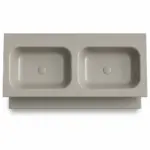 Lavabo suspendido doble 120 cm SOLID SURFACE  acabado Gris Guijarro con estante inferior