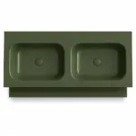 Lavabo suspendido doble 120 cm SOLID SURFACE  acabado Verde Hierba  con estante inferior